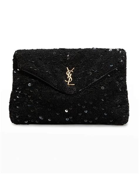 Saint Laurent YSL Small Puffer Sequin Clutch Bag.